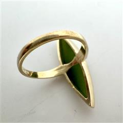 10K Yellow Gold Green Stone Marquee Ring Sz: 5.5 - 3.98G!